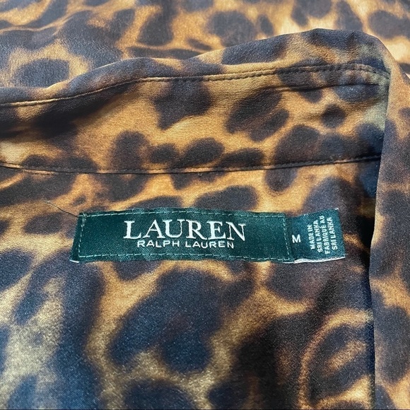 LAUREN Ralph Lauren Brown Black Leopard Print Long Sleeve Button Down Shirt. Med - Picture 14 of 15